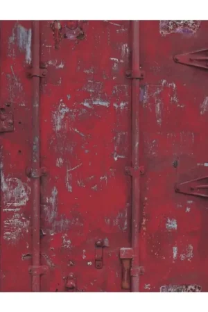 Dutch Wallcoverings Exposed Warehouse Vliesbehang Deur Rood EW3203 Op = Op
